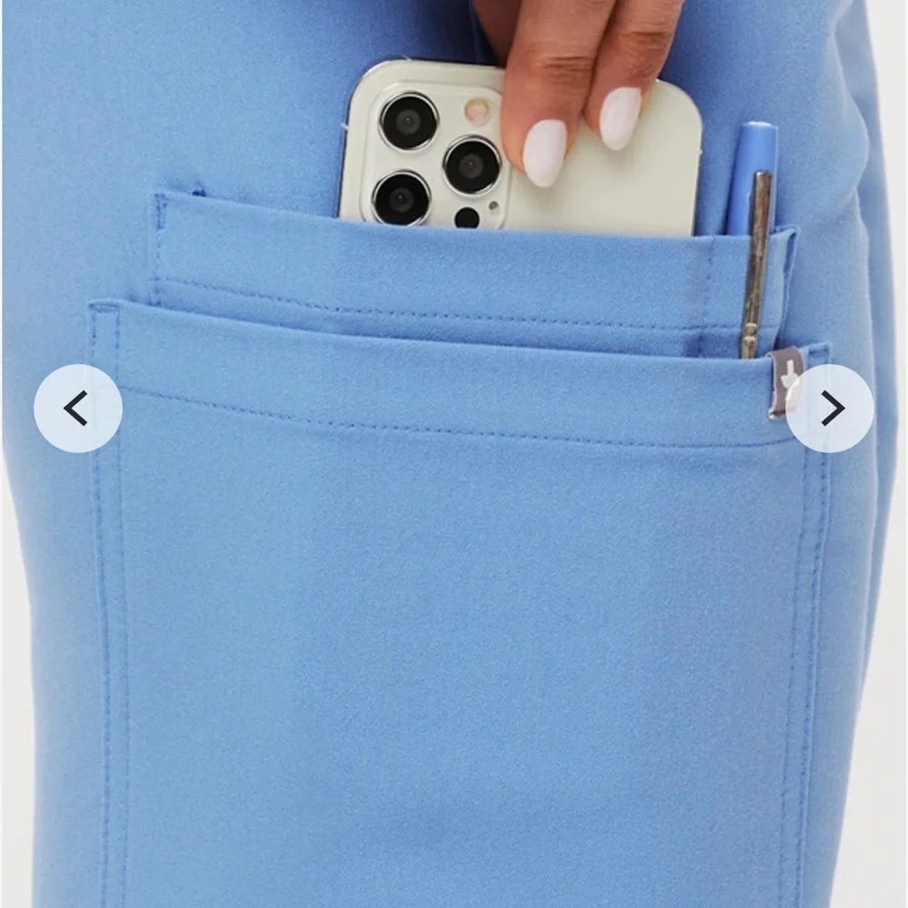 Figs Kate Cargo Women's Light Blue Straight Leg Scrub Pants - Picture 5 of 5